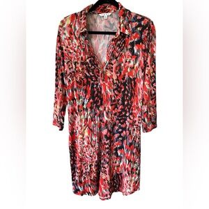 Cabi Vibrant Multicolor half button shirt dress size M